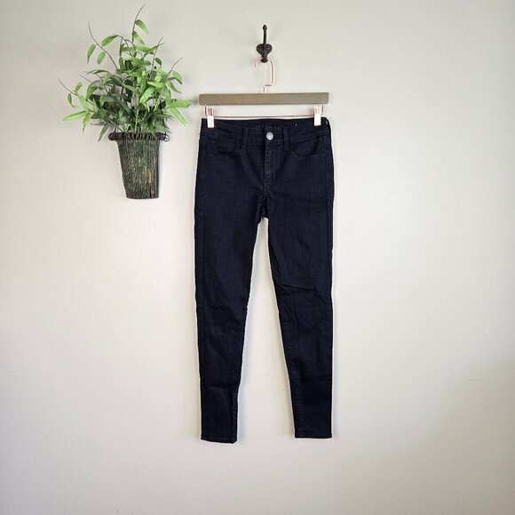 AE 4 Jegging Black Mid Rise Skinny Next Level Stretch Jeans American Eagle - Picture 1 of 12